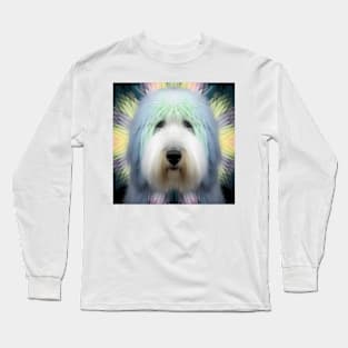 Fractal Design of An Old English Sheepdog Long Sleeve T-Shirt